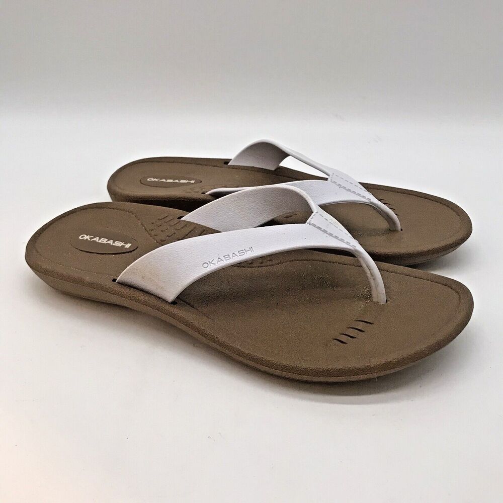 Okabashi Breeze Flip Flop Sandals Women's S (5-6) White Vegan Sustainable Shoes